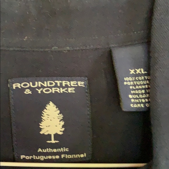 Roundtree and Yorke Navy Flannel Long Sleeve Shirt Men’s Size XXL - Picture 2 of 4